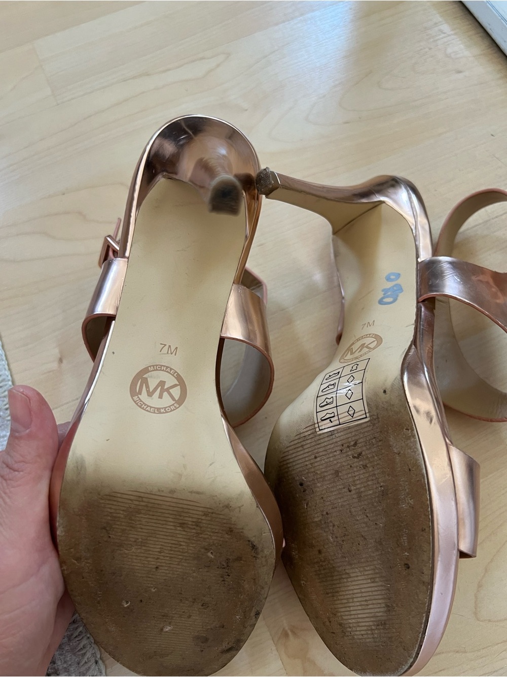 MICHAEL Michael Kors Rose Gold Metallic Ankle-Strap Stilettos - Picture 3 of 5